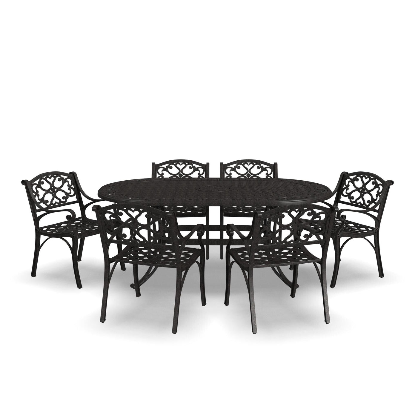 Sanibel Bronze Aluminum 7- Piece Outdoor Dining Set with 72 Oval Dining Table and Six Armchairs by Homestyles
