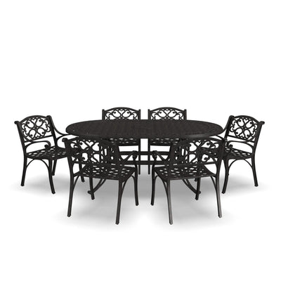 Sanibel Bronze Aluminum 7- Piece Outdoor Dining Set with 72 Oval Dining Table and Six Armchairs by Homestyles