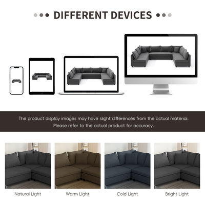 Sectional Sofa,Reversible U Shaped Chenille Couch Set,Free Combination,Oversized 8 Seat Convertible Sofa