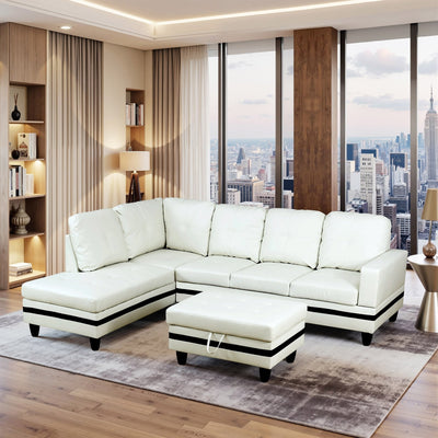 Semi PU Synthetic Leather 3-Piece Couch Living Room Sofa Set