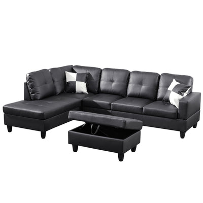 Semi PU Synthetic Leather 3-Piece Couch Living Room Sofa Set