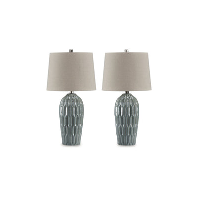 Signature Design by Ashley Hadbury Blue Table Lamp (Set of 2) - 14 W x 14 D x 26.75 H