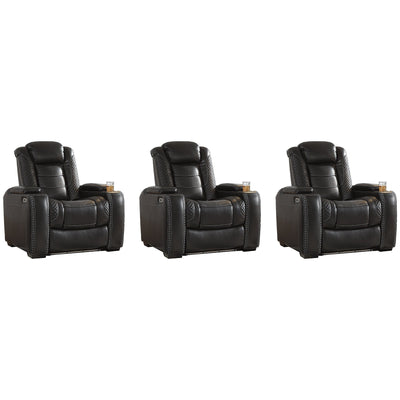 Signature Design by Ashley Party Time Black 3-Piece Home Theater Seating