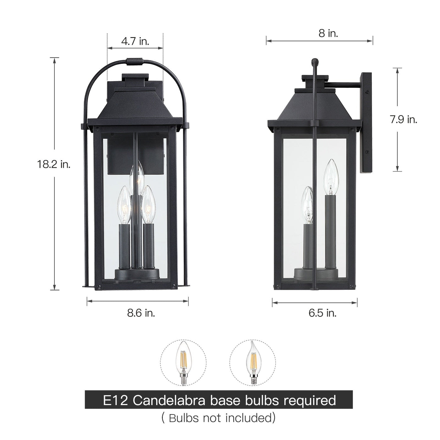 Brits Black Outdoor Wall Lantern Sconce Light