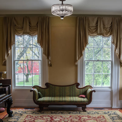 Silver Orchid Furey Bronze/Gold Tiered Glass Semi-flush Lighting Fixture - 14.75L x 14.75W x 15.25H