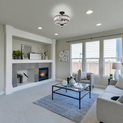 Silver Orchid Furey Bronze/Gold Tiered Glass Semi-flush Lighting Fixture - 14.75L x 14.75W x 15.25H