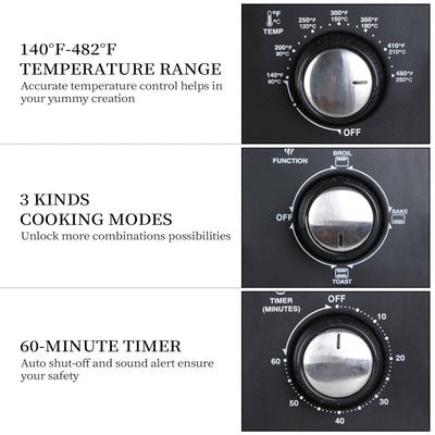 Simple Toaster Oven with 20Litres Capacity,Compact Size Countertop Toaster, Easy to Control with Timer-Bake-Broil-Toast Setting