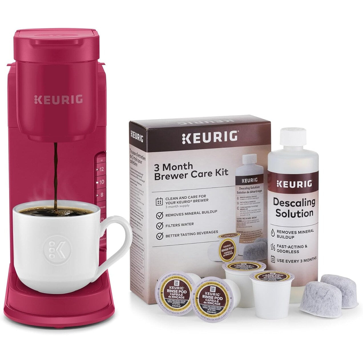 Single Serve K-Cup Coffee Maker, 3 Brew Sizes, Strong Brew, 42oz Reservoir, Island Berry