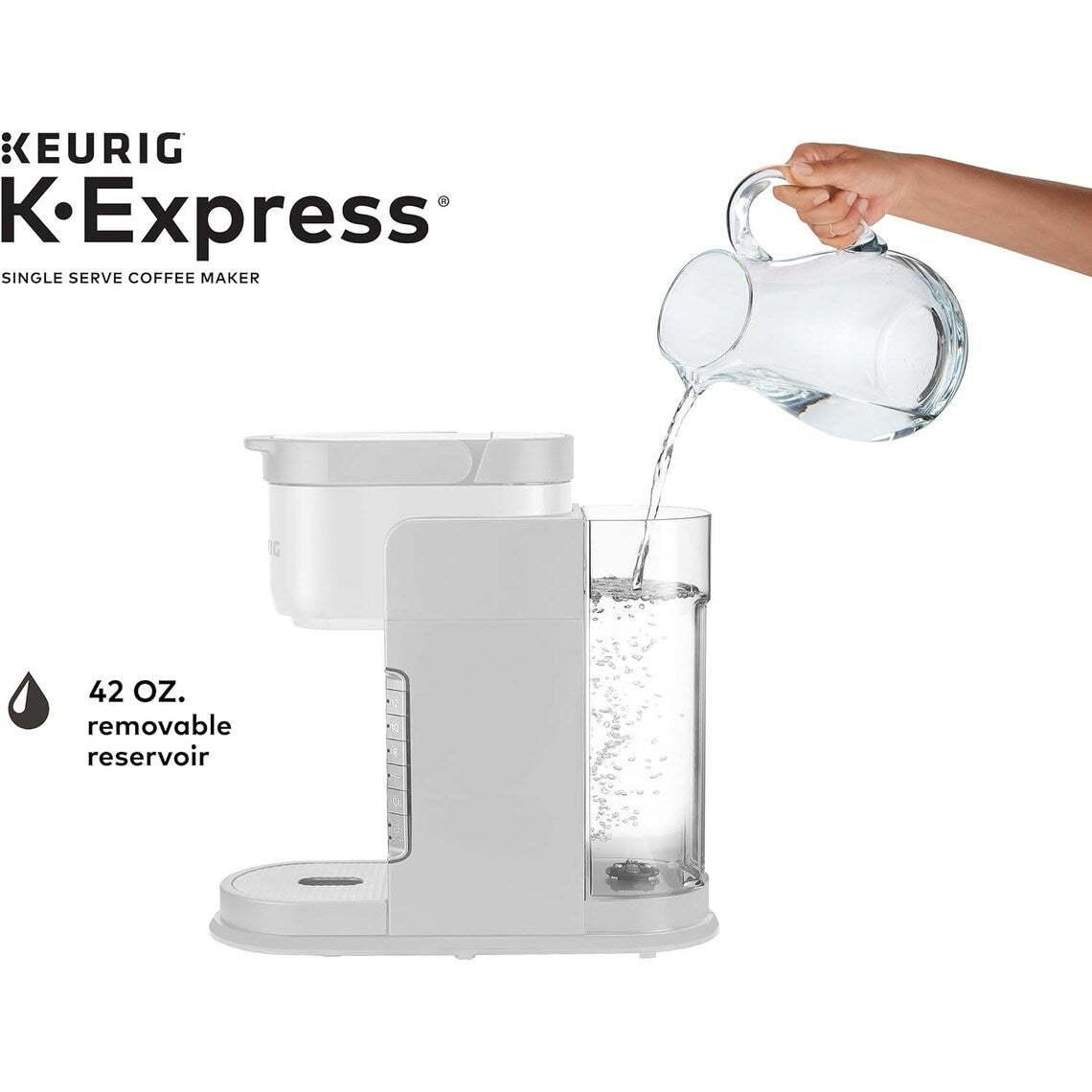 Single Serve K-Cup Coffee Maker, 3 Brew Sizes, Strong Brew, 42oz Reservoir, Warm Stone