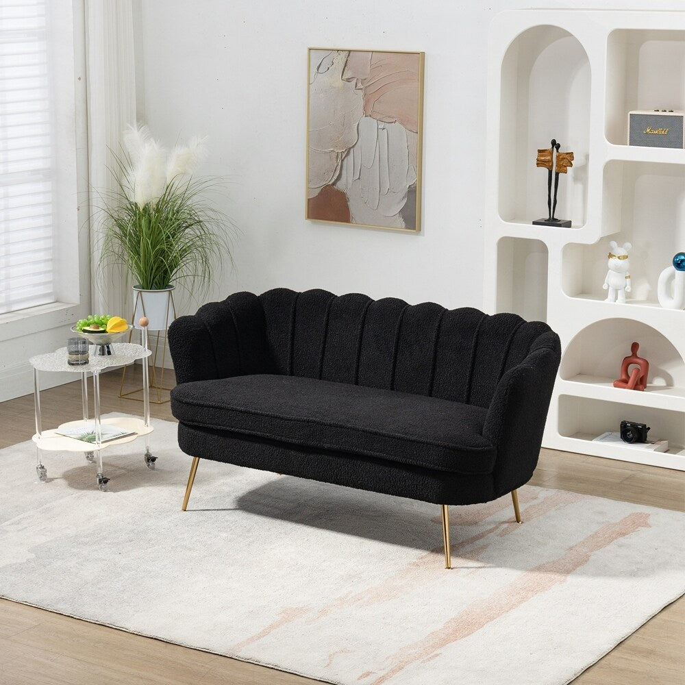 Small Mini Room Couch Two-Seater Sofa with Gold Metal Leg - 2 Seat