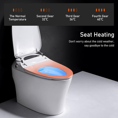 Smart Toilet, One Piece Bidet Toilet for Bathrooms,Modern Elongated Toilet with Warm Water,Dual Auto Flush,Foot Sensor Operation