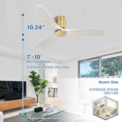 Sofucor 52 Inch Flush Mount Ceiling Fan with Remote, Reversible Motor,Integrated Light Optional