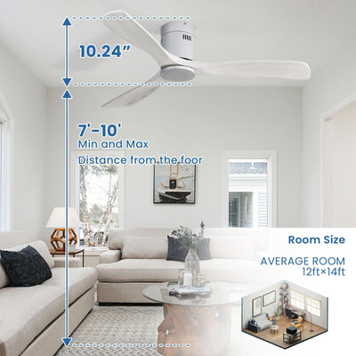 Sofucor 52 Inch Flush Mount Ceiling Fan with Remote, Reversible Motor,Integrated Light Optional