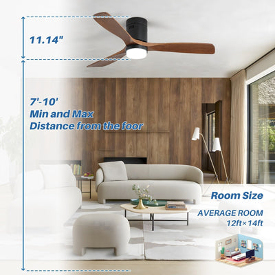 Sofucor 52 Inch Flush Mount Ceiling Fan with Remote, Reversible Motor,Integrated Light Optional