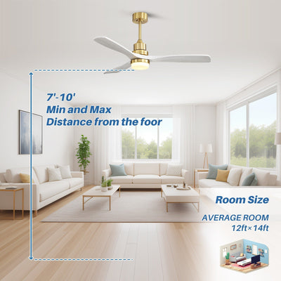 Sofucor 52 Indoor Wood Ceiling Fan Light with Remote, Integrated Light Optional