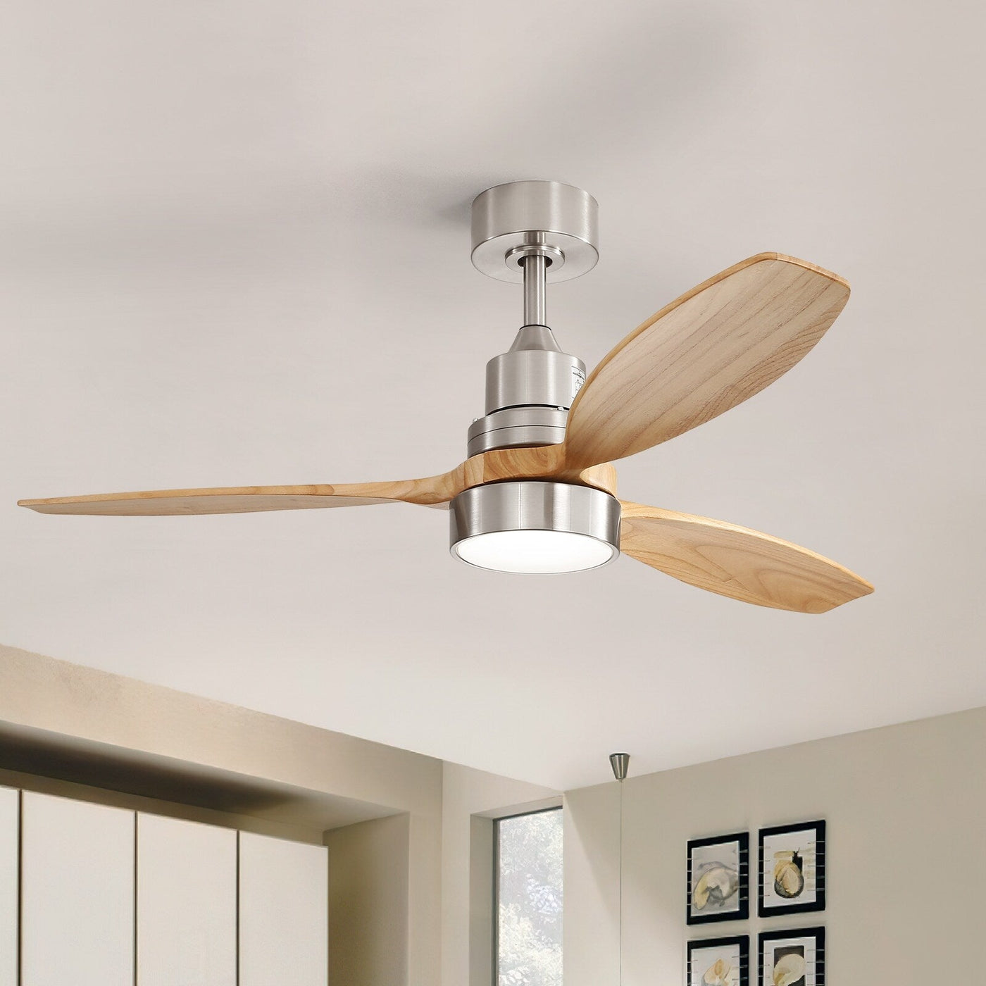 Sofucor 52 Indoor Wood Ceiling Fan Light with Remote, Integrated Light Optional