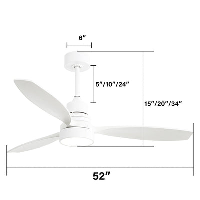 Sofucor 52 Indoor Wood Ceiling Fan Light with Remote, Integrated Light Optional