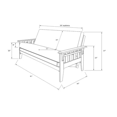 Somette Tucson Full-size Rustic Walnut Futon Set with Mattress
