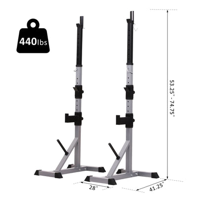 Soozier Steel 2-piece Height Adjustable Barbell Squat Rack/Bench Press - N/A