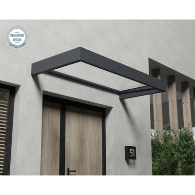 Sophia 3 ft. Grey Clear Door and Window Awning