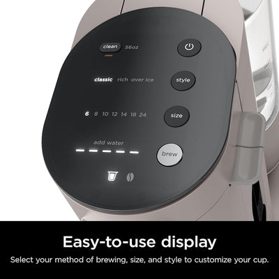 Stone Single-Serve Coffee Maker, K-Cup Compatible, 56oz Reservoir, Grounds Brewing, Iced Coffee