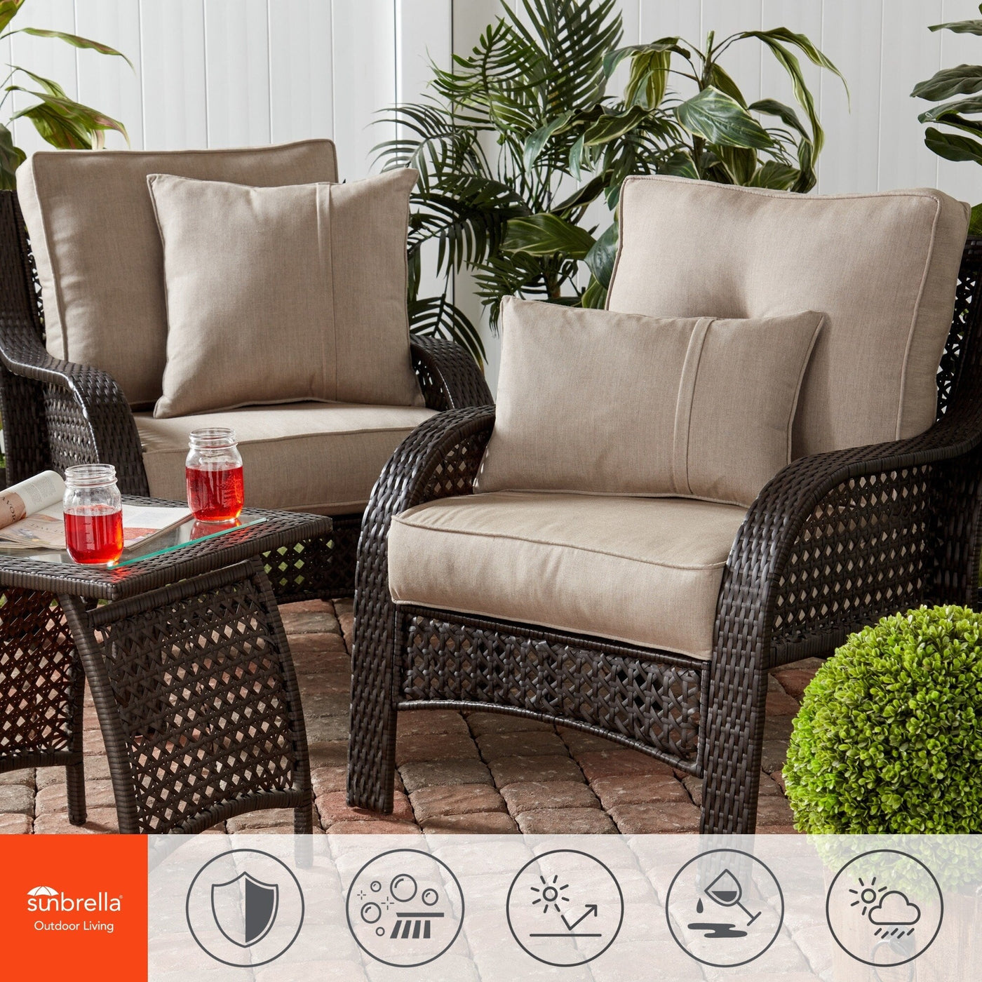 Sunbrella 2-Piece Premium Deep Seat Outdoor Cushion Set