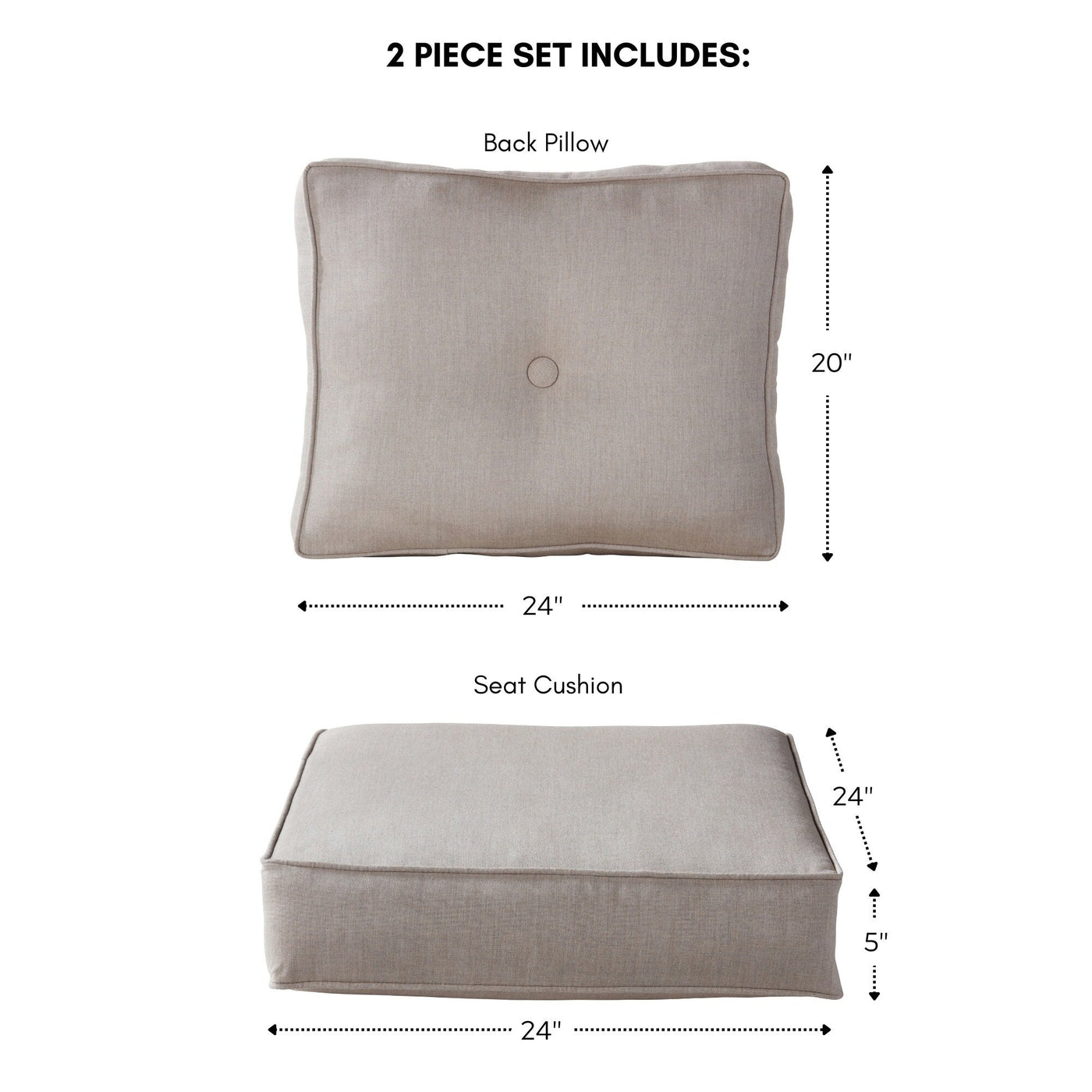 Sunbrella 2-Piece Premium Deep Seat Outdoor Cushion Set