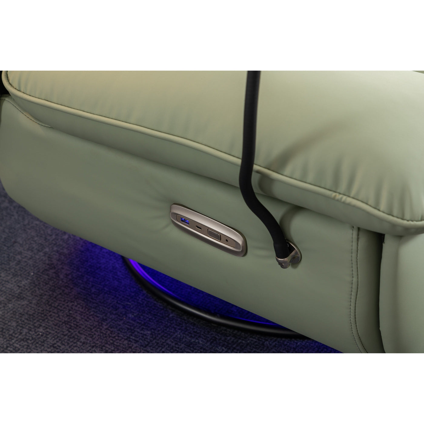 Swivel Glider Power Recliner with Bluetooth Speakers, Phone Holder, USB and Type-C Charging Ports, Hidden Arm Storage