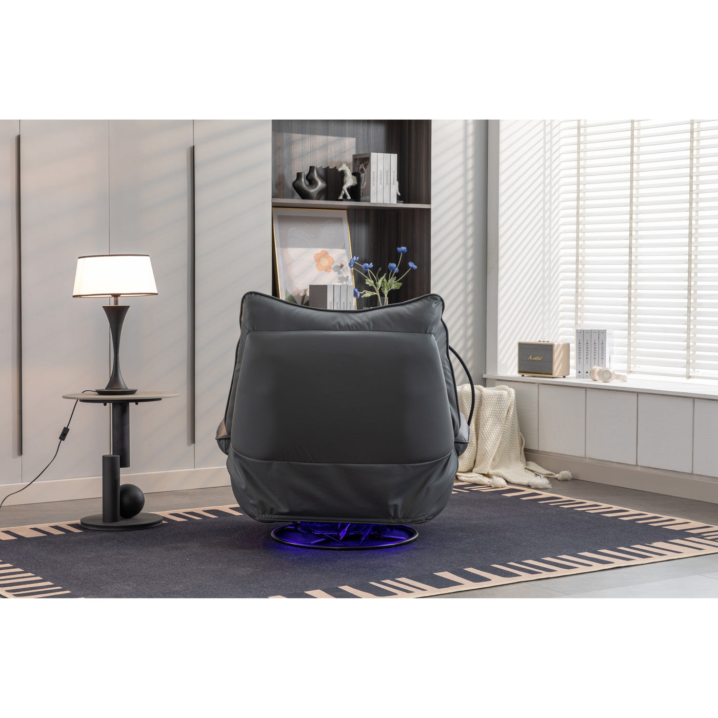 Swivel Glider Power Recliner with Bluetooth Speakers, Phone Holder, USB and Type-C Charging Ports, Hidden Arm Storage