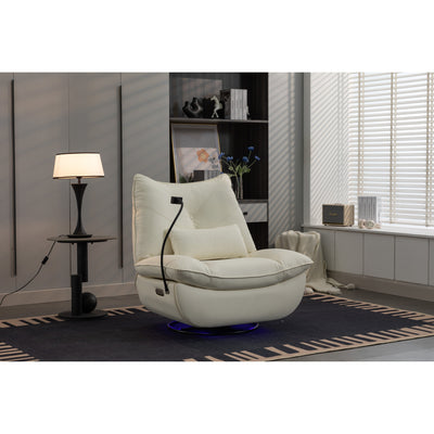 Swivel Glider Power Recliner with Bluetooth Speakers, Phone Holder, USB and Type-C Charging Ports, Hidden Arm Storage