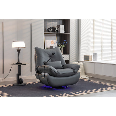 Swivel Glider Power Recliner with Bluetooth Speakers, Phone Holder, USB and Type-C Charging Ports, Hidden Arm Storage