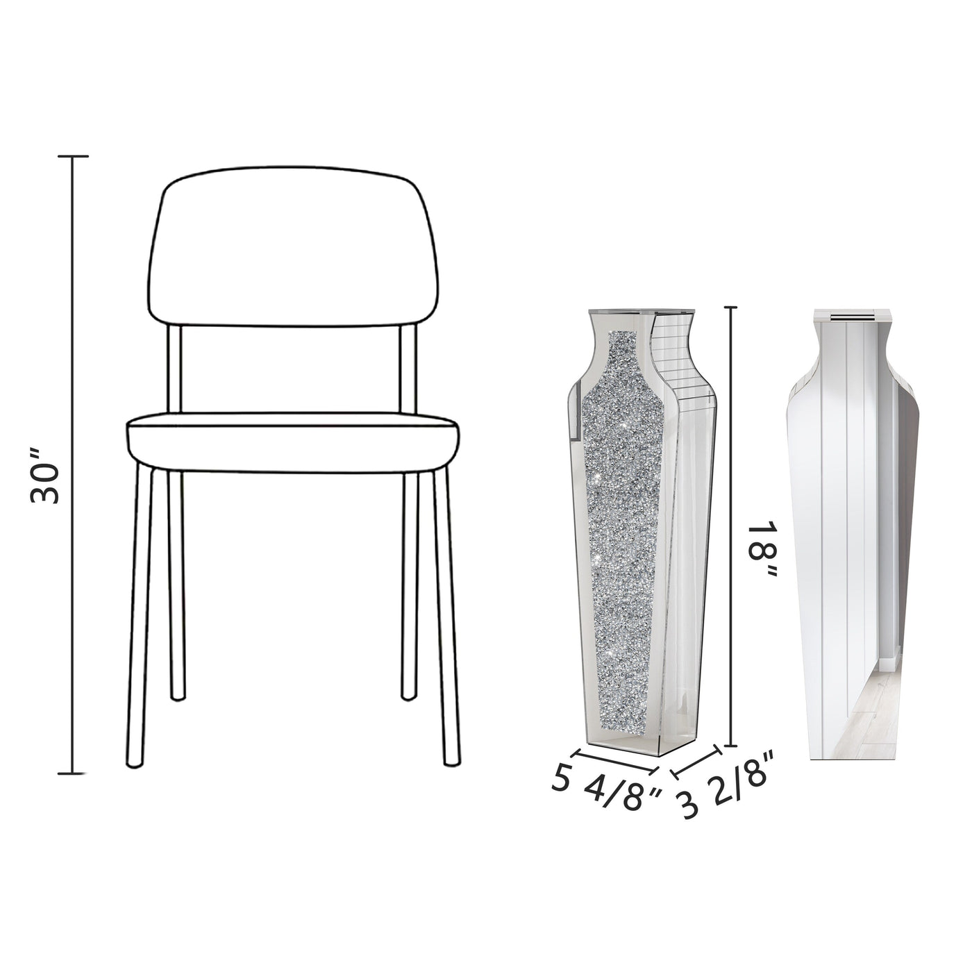 Tall Crushed Diamond Floor Vase