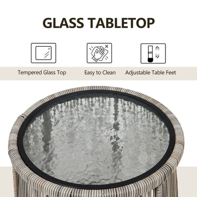 3 Piece Outdoor Wicker Conversation Bistro Set, All-Weather Rattan Furniture Patio Chairs Set with Cushions