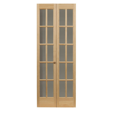 AWC Traditional Divided Glass Unfinished Pine 36-inch Bifold Door