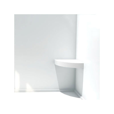 Transolid Studio 14-In X 14-In Solid Surface Wall-Mount Corner Shower Seat - 14.5 x 14.25 x 3