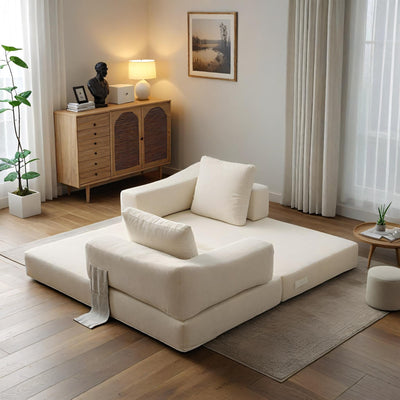 70.87 Upholstered Convertible Sleeper Sofa, Convertible Chair Floor Couch Comfy Sofa for Living Room, Bedroom, Chenille Fabric