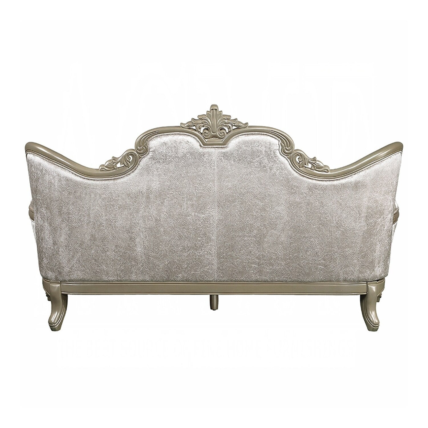 Upholstered Sofa with Button Tufted Back in Beige and Champagne