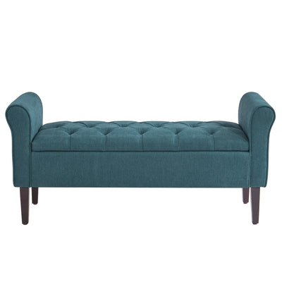 Upholstered Storage Bench Arm Bench Entryway Bench with Tufted Flip Top 50.4 Inches