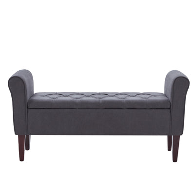 Upholstered Storage Bench Arm Bench Entryway Bench with Tufted Flip Top 50.4 Inches