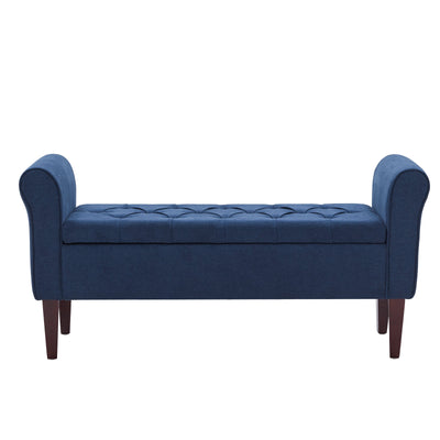 Upholstered Storage Bench Arm Bench Entryway Bench with Tufted Flip Top 50.4 Inches