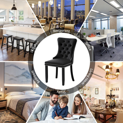 Upholstered Tufted Velvet Dining Chair with Solid Wood Legs Set of 6