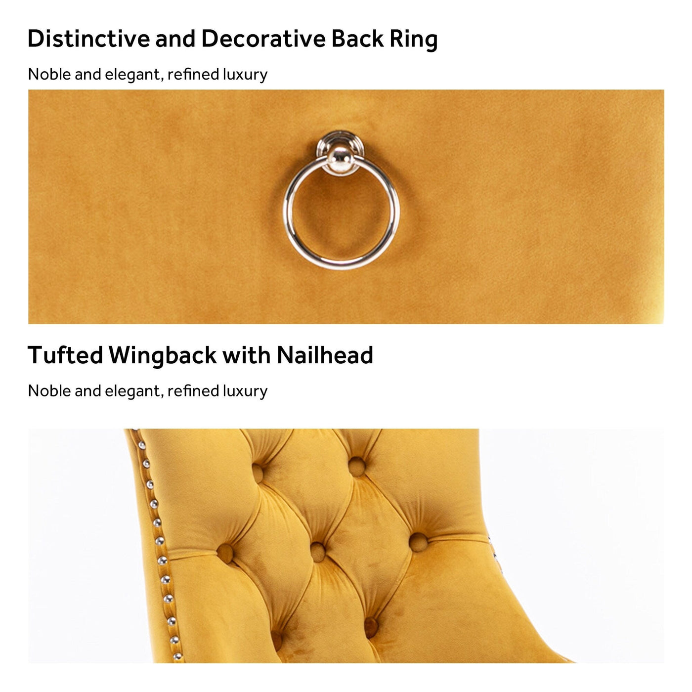 Upholstered Tufted Velvet Dining Chair with Solid Wood Legs Set of 6