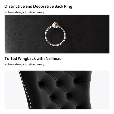 Upholstered Tufted Velvet Dining Chair with Solid Wood Legs Set of 6