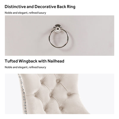 Upholstered Tufted Velvet Dining Chair with Solid Wood Legs Set of 6