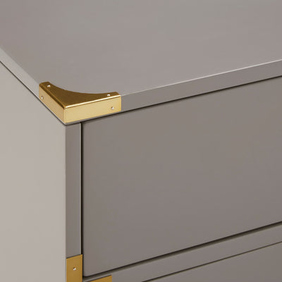 Valoria 3-Drawer Gold Accent Nightstand