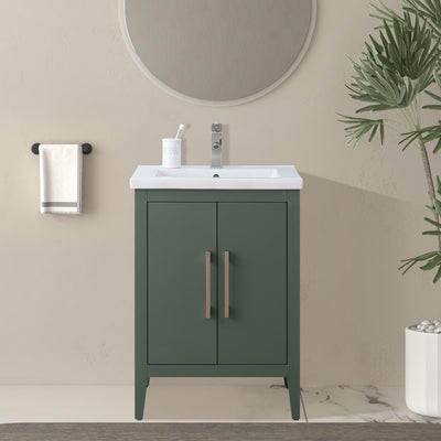 Vanity Art 20 or 24 or 30 Single Sink Bathroom Vanity Cabinet with Ceramic Top