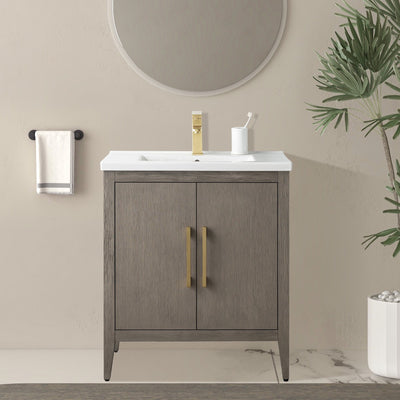 Vanity Art 20 or 24 or 30 Single Sink Bathroom Vanity Cabinet with Ceramic Top