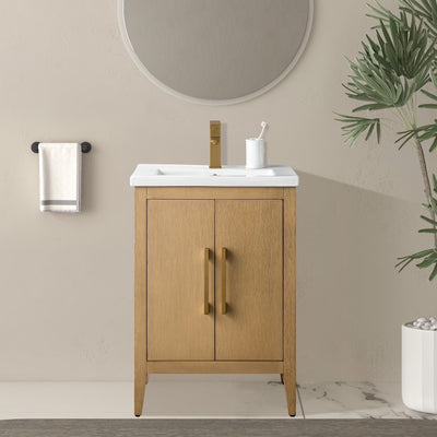 Vanity Art 20 or 24 or 30 Single Sink Bathroom Vanity Cabinet with Ceramic Top