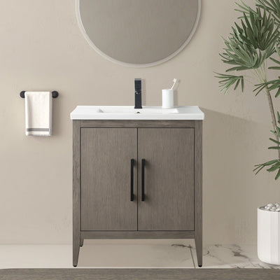 Vanity Art 20 or 24 or 30 Single Sink Bathroom Vanity Cabinet with Ceramic Top