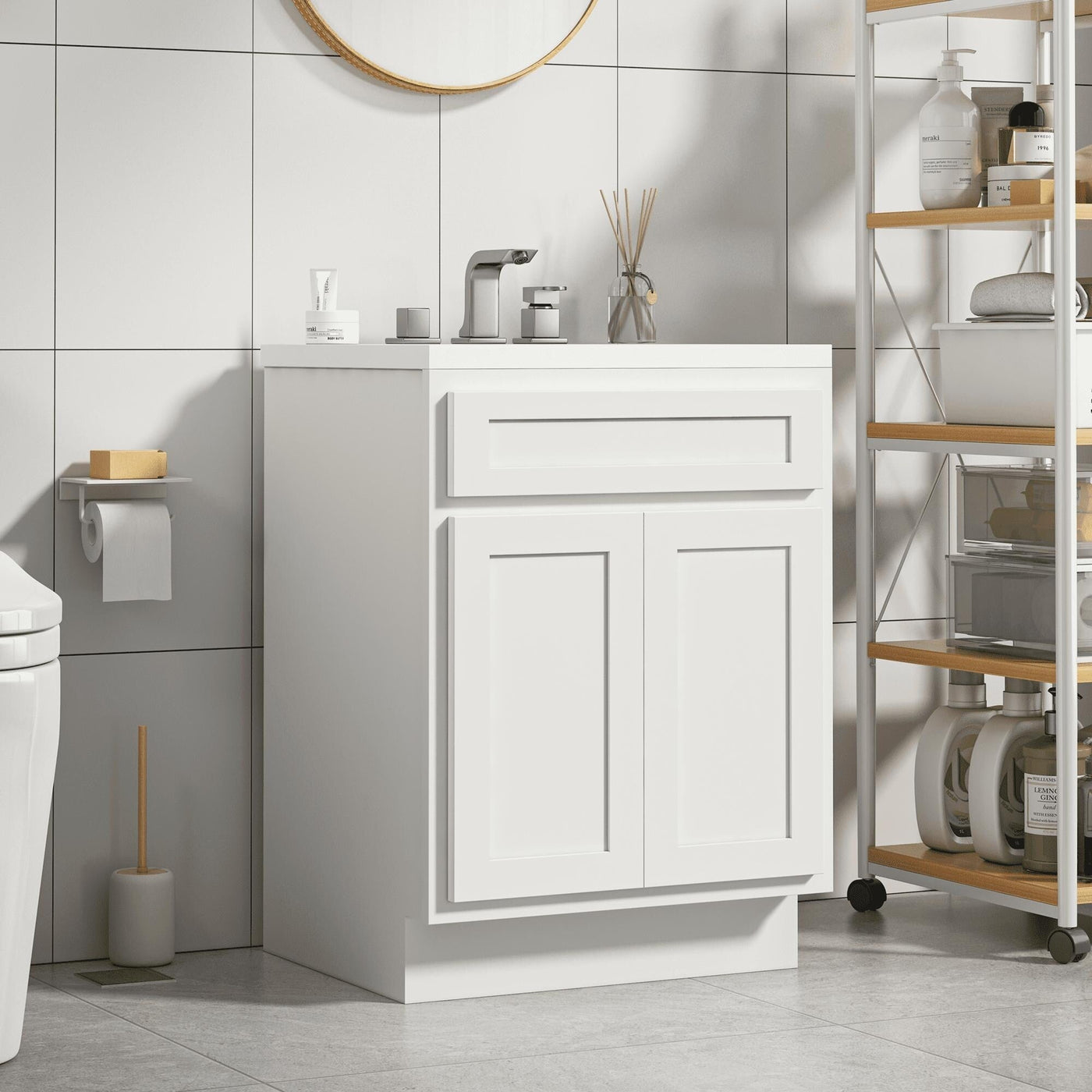 Vanity Art 24-inch Solid Wood Single Sink Bathroom Vanity Cabinet